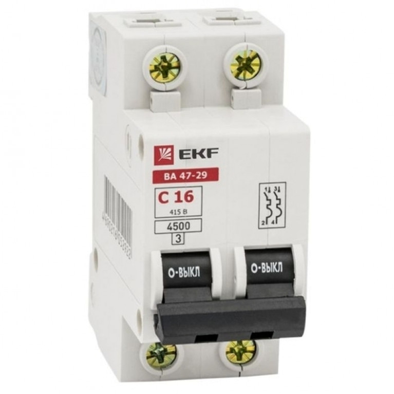 Автоматический выключатель EKF Basic 2P 63А (C) 4.5кА, mcb4729-2-63C