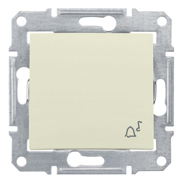 Выключатель 1-клавишный кнопочный Schneider Electric SEDNA, скрытый монтаж, бежевый, SDN0800147