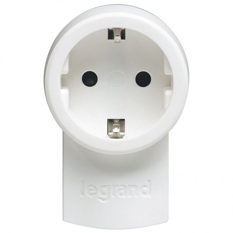 Вилка с розеткой Legrand MOSAIC с заземлением, 16А IP20, белый, 050462