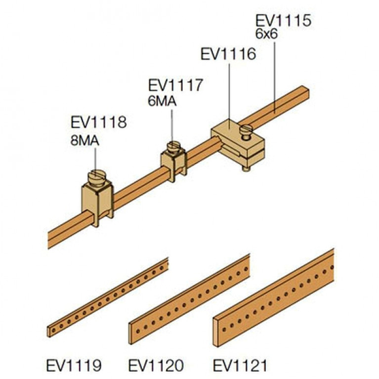 Шина 50x5 Ш=2000мм с отверстиями М6(2шт)