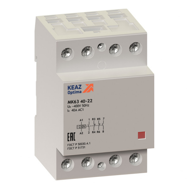 Модульный контактор КЭАЗ OptiDin МК63 4P 40А 400//230В AC, 114130