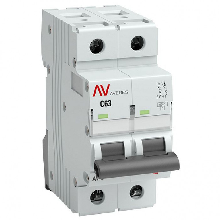 Автоматический выключатель EKF AVERES 2P 6А (D) 10кА, mcb10-2-06D-av