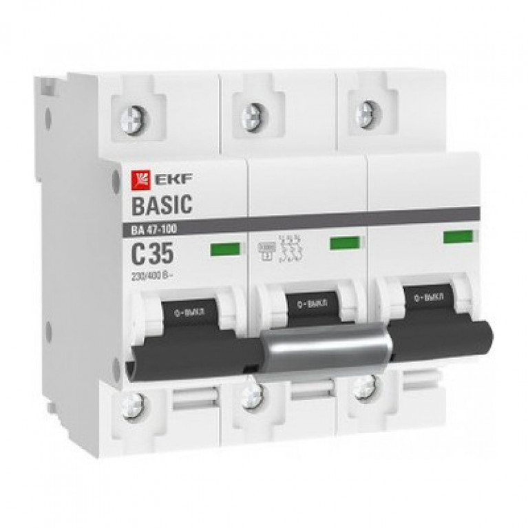 Автоматический выключатель EKF Basic 3P 35А (C) 10кА, mcb47100-3-35C-bas