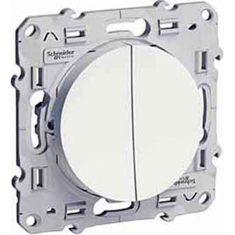 Выключатель 2-клавишный Schneider Electric ODACE, скрытый монтаж, глянцевый, S52R211