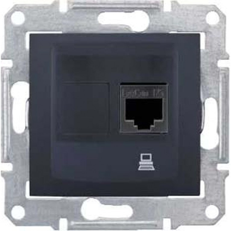 Розетка компьютерная RJ45 Cat.6 Schneider Electric SEDNA, графит, SDN4900170