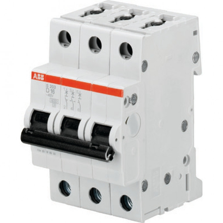 Автоматический выключатель ABB S200M 3P 1.6А (D) 10кА, 2CDS273001R0971