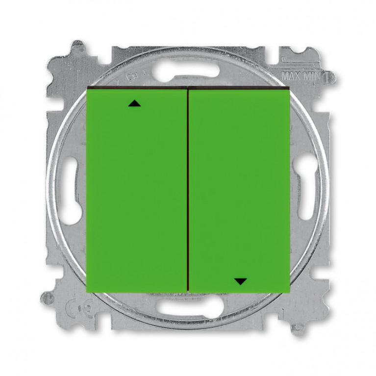 Выключатель для жалюзи 2-клавишный ABB LEVIT, зеленый // дымчатый черный, 2CHH598845A6067