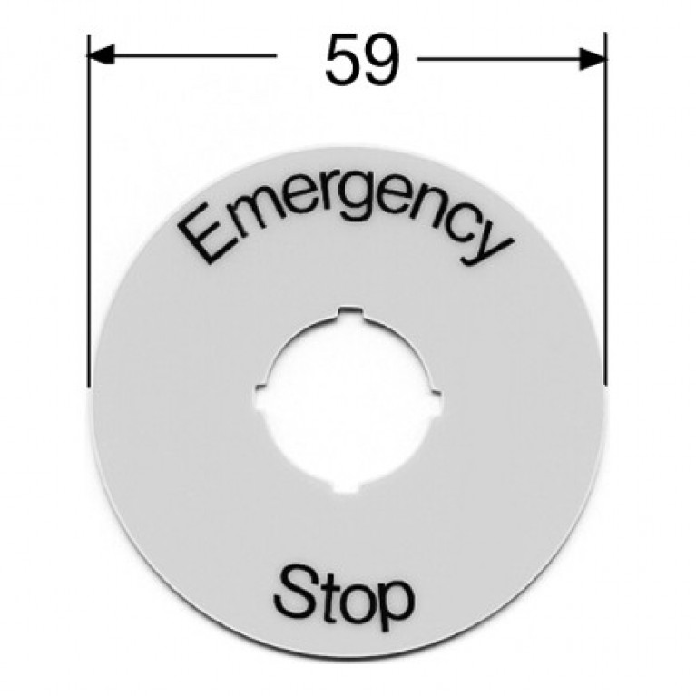 Шильдик круглый алюминиевый желтый Emergency Stop для кнопо к Грибок