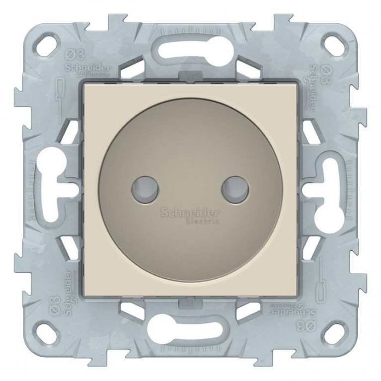 Розетка Schneider Electric UNICA NEW, скрытый монтаж, со шторками, бежевый, NU503344