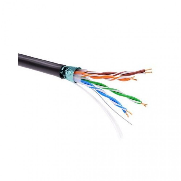 Информационный кабель экранированный F//UTP 4х2 CAT5E, PE, чёрный (упак. 305пог. м)