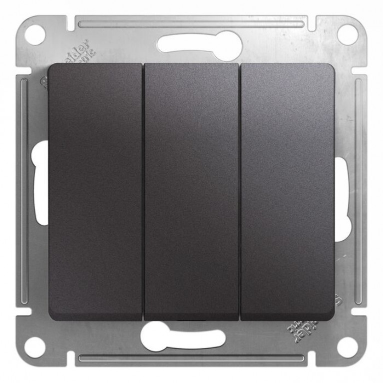 Выключатель 3-клавишный Schneider Electric GLOSSA, скрытый монтаж, графит, GSL001331
