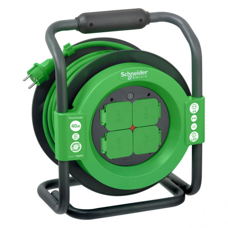 Силовой удлинитель на катушке Schneider Electric Thorsman 4-местный, 40м, IMT33158