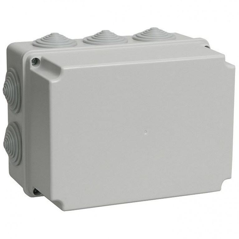 Коробка КМ41245 распаячная для о//п 190х140х120 мм IP44 (RAL7035, 10 гермовводов)