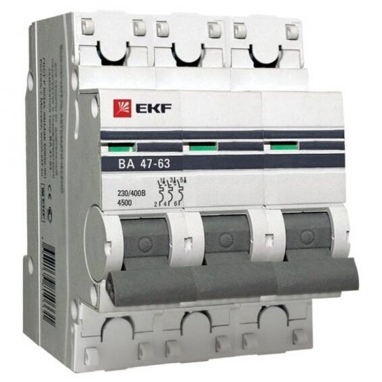 Автоматический выключатель EKF PROxima 3P 10А (C) 4.5кА, mcb4763-3-10C-pro