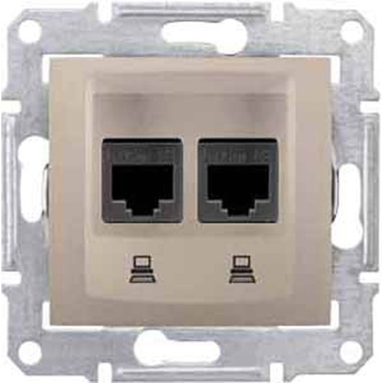 Розетка двойная компьютерная RJ45 Cat.5 Schneider Electric SEDNA, титан, SDN4600168