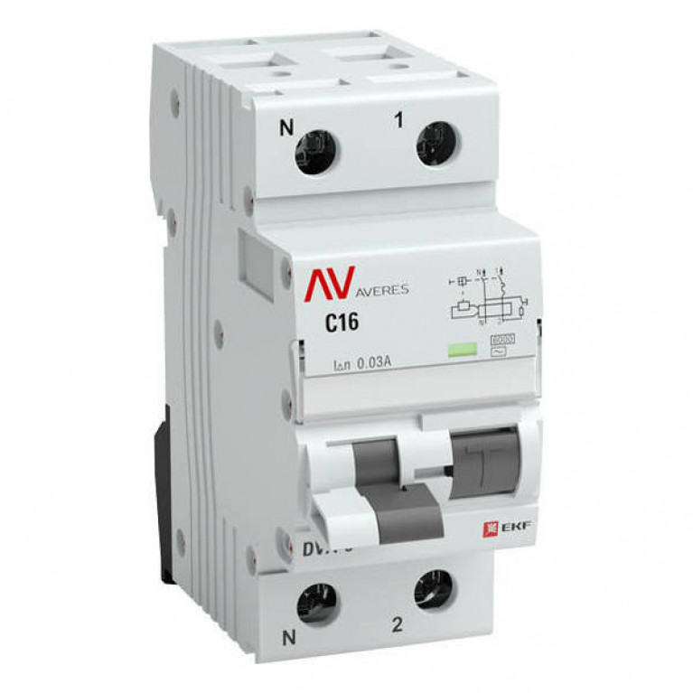 Дифавтомат EKF AVERES 1P+N 25А (D) 6 кА, 100 мА ( A ), rcbo6-1pn-25D-100-a-av