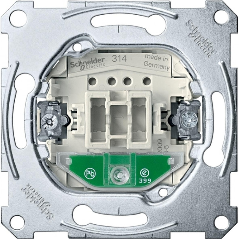 Механизм выключателя 1-клавишного Schneider Electric коллекции Merten, с подсветкой, скрытый монтаж, MTN3160-0000