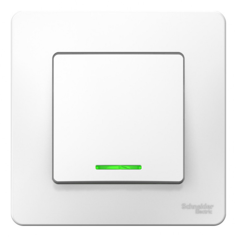 Переключатель 1-клавишный Schneider Electric BLANCA, с подсветкой, скрытый монтаж, белый, BLNVS010611