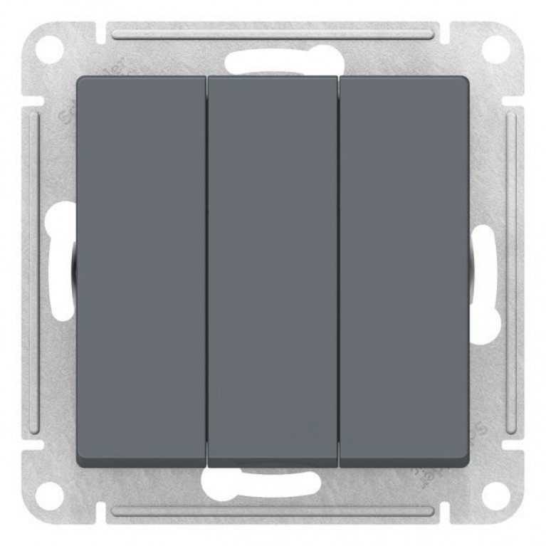 Выключатель 3-клавишный Schneider Electric ATLASDESIGN, скрытый монтаж, грифель, ATN000731