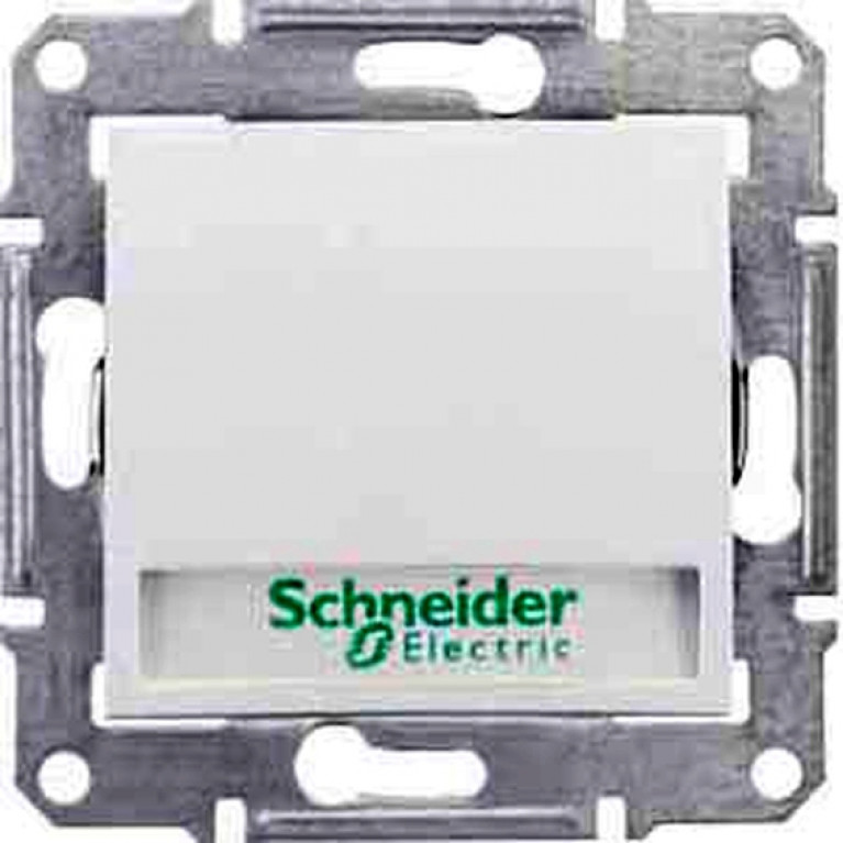 Выключатель 1-клавишный кнопочный Schneider Electric SEDNA, с подсветкой, скрытый монтаж, белый, SDN1700421
