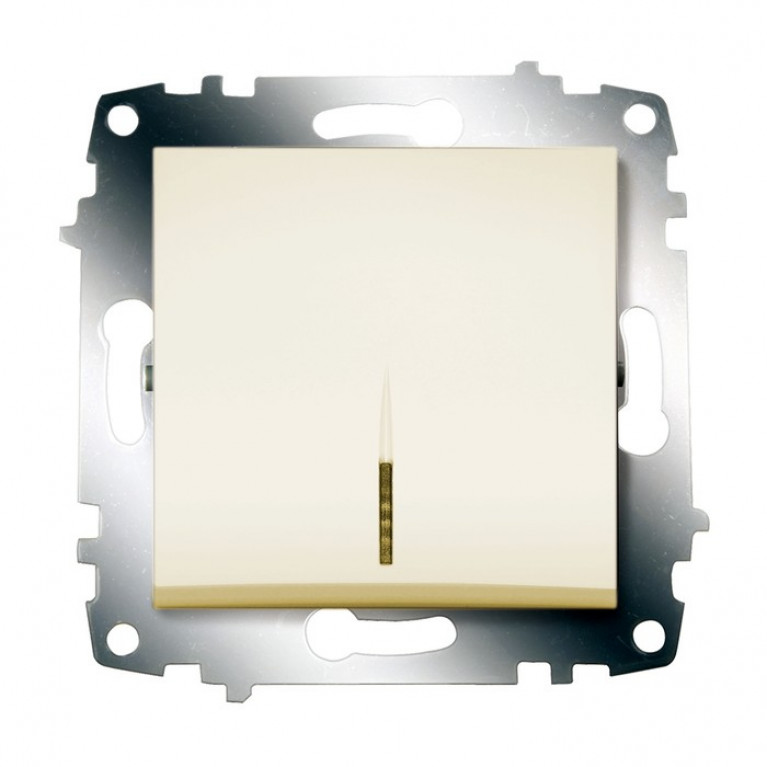 Выключатель 1-клавишный ABB COSMO, с подсветкой, скрытый монтаж, кремовый, 619-010300-201