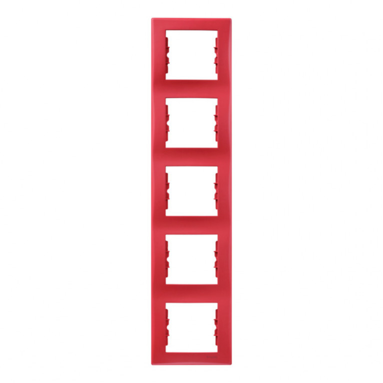 Рамка 5 постов Schneider Electric SEDNA, вертикальная, красный, SDN5801541