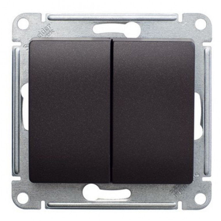 Переключатель 2-клавишный Schneider Electric GLOSSA, скрытый монтаж, шоколад, GSL000865