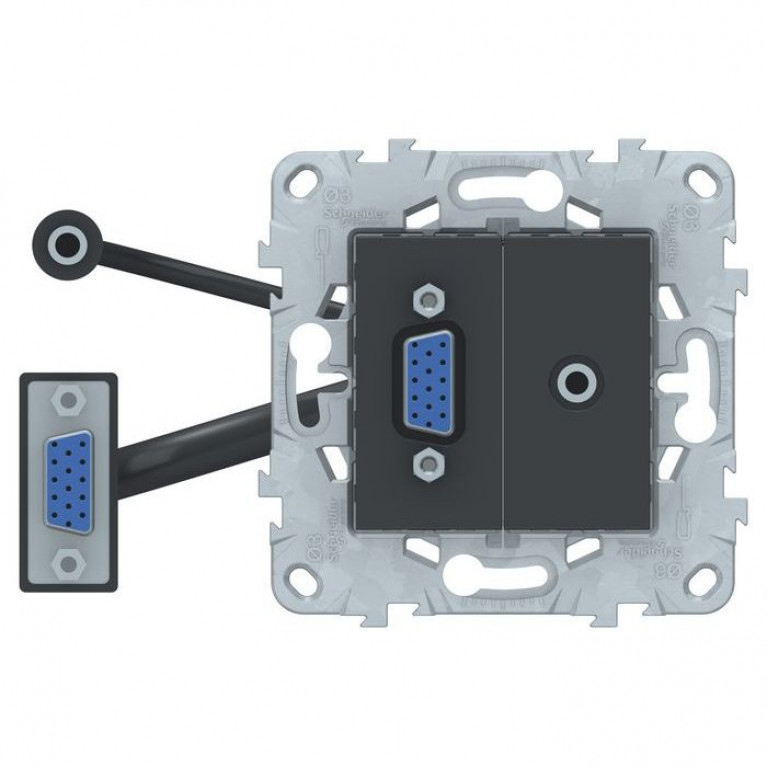 UNICA NEW РОЗЕТКА HD15+Minijack, АНТРАЦИТ