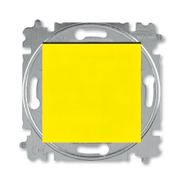 Выключатель 1-клавишный кнопочный ABB LEVIT, скрытый монтаж, желтый // дымчатый черный, 2CHH599145A6064