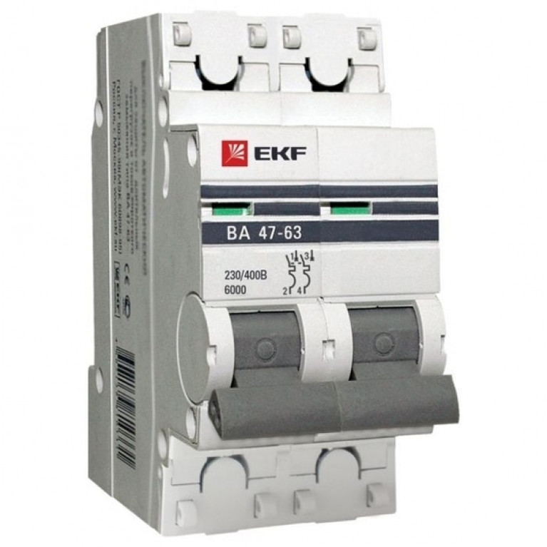 Автоматический выключатель EKF PROxima 2P 63А (B) 6кА, mcb4763-6-2-63B-pro