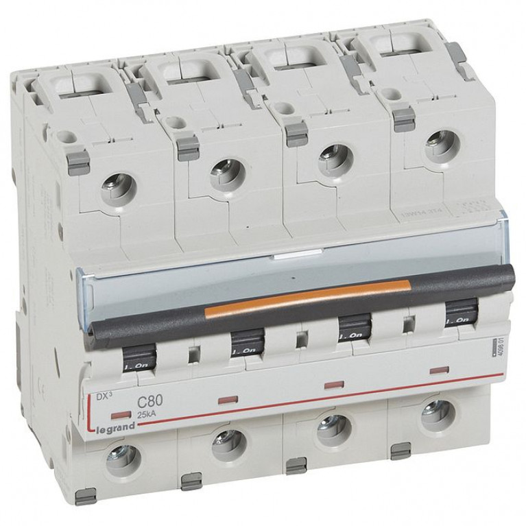 Автоматический выключатель Legrand DX³ 4P 80А (C) 25кА, 409801
