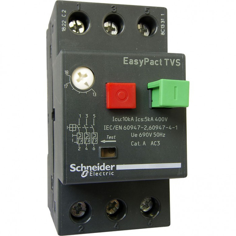 Силовой автомат для защиты двигателя Schneider Electric EasyPact TVS 0.63А 3P, термомагнитный расцепитель, GZ1E04