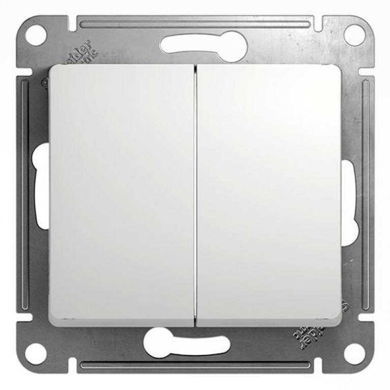 Переключатель 2-клавишный Schneider Electric GLOSSA, скрытый монтаж, перламутр, GSL000665
