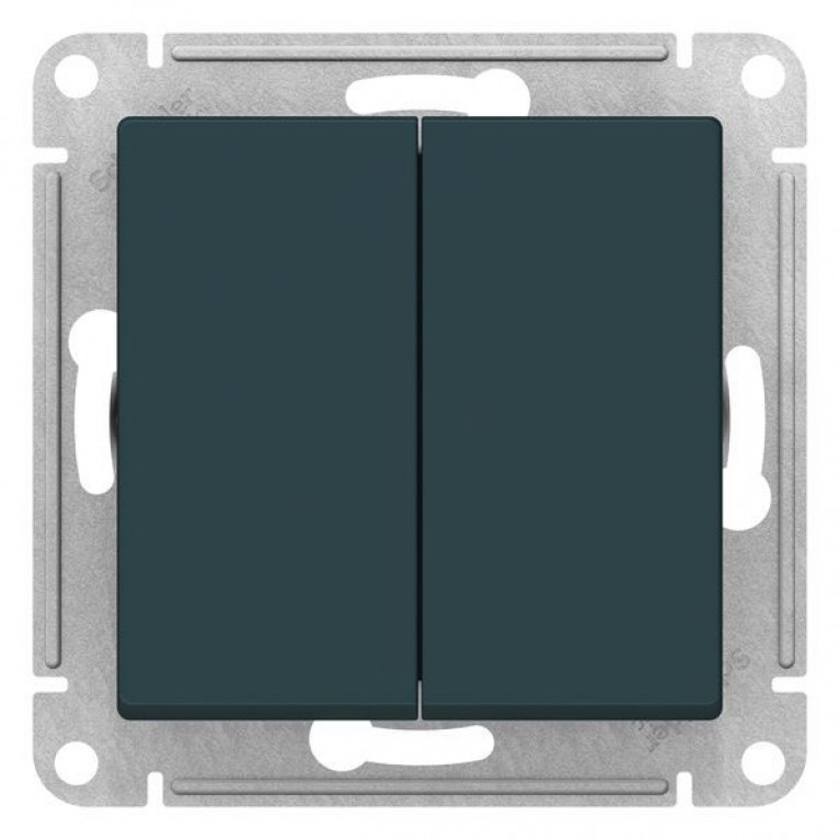 Переключатель 2-клавишный Schneider Electric ATLASDESIGN, скрытый монтаж, изумруд, ATN000865