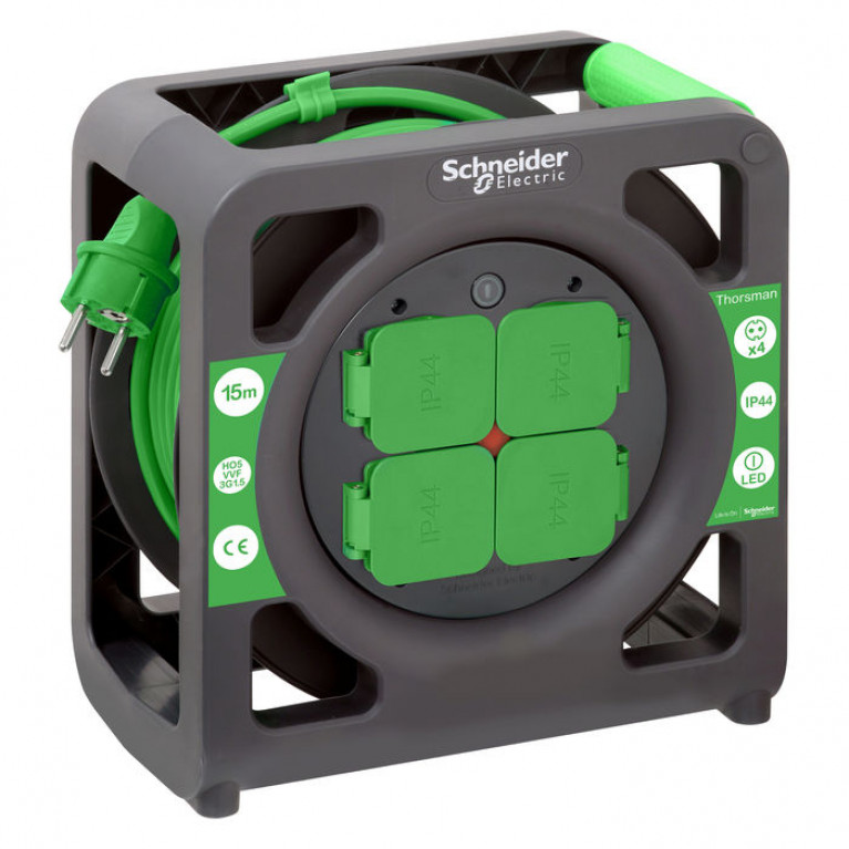 Силовой удлинитель на катушке Schneider Electric Thorsman 4-местный, 15м, IMT33136