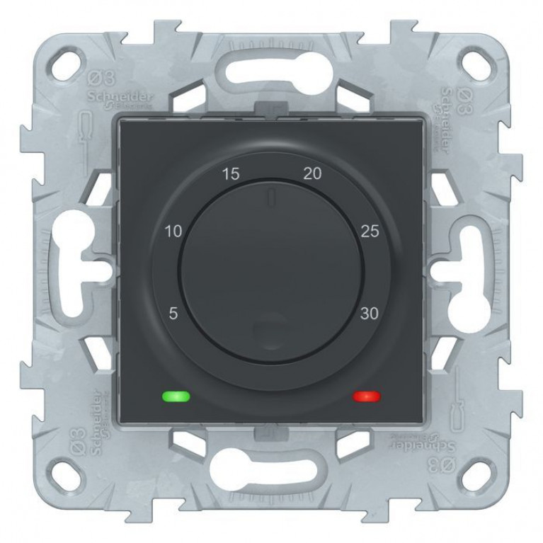 Термостат комнатный Schneider Electric UNICA NEW, с датчиком, антрацит, NU550154