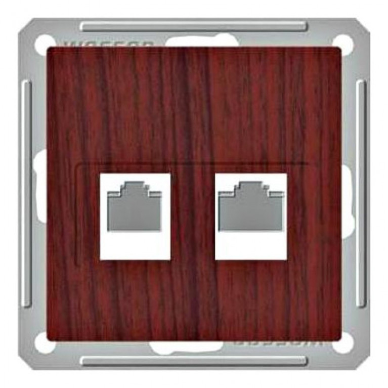 W59 РОЗЕТКА двойная RJ11+RJ45, 160В, 1А, кат.5E, механизм, МОРЁНЫЙ ДУБ