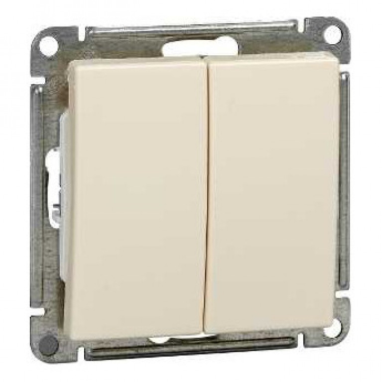 Переключатель 2-клавишный Schneider Electric W59, скрытый монтаж, слоновая кость, VS610-256-2-86
