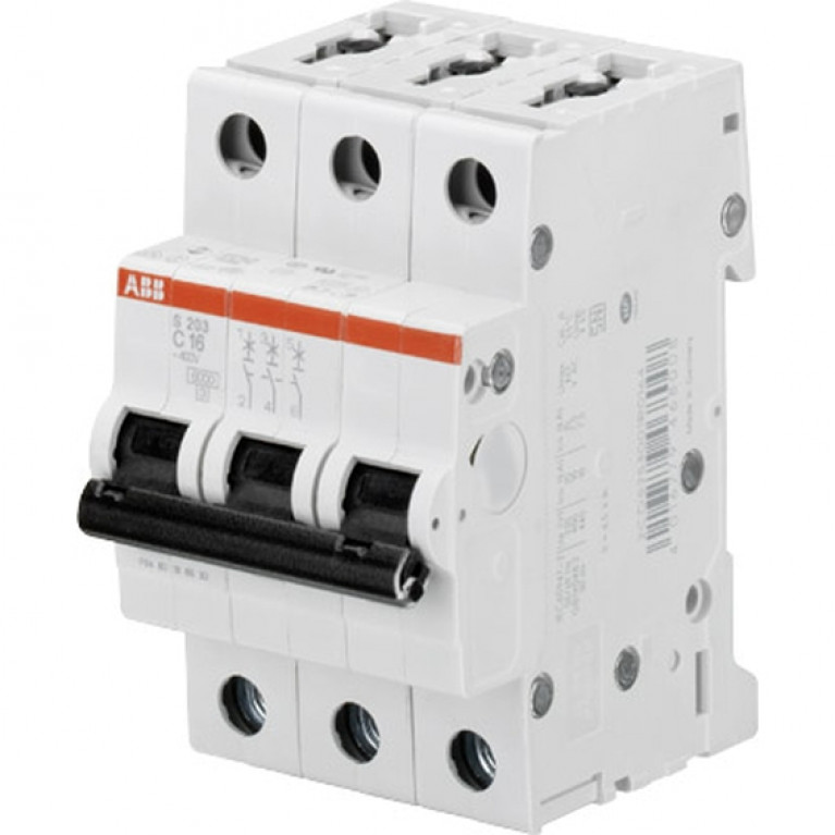 Автоматический выключатель ABB S200M 3P 1.6А (C) 10кА, 2CDS273001R0974