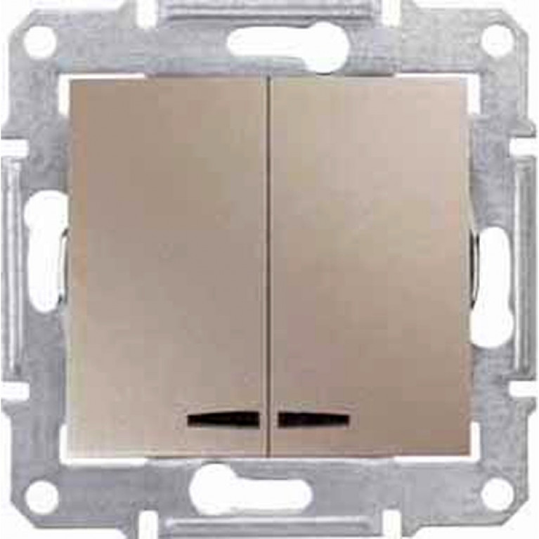 Выключатель 2-клавишный Schneider Electric SEDNA, с подсветкой, скрытый монтаж, титан, SDN0300368