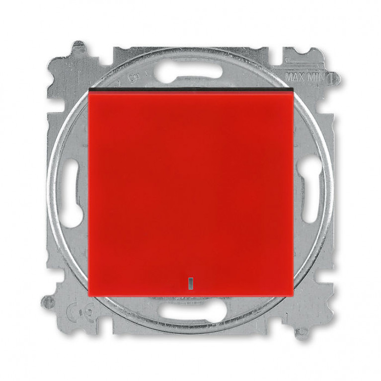 Выключатель 1-клавишный ABB LEVIT, с подсветкой, скрытый монтаж, красный // дымчатый черный, 2CHH590146A6065