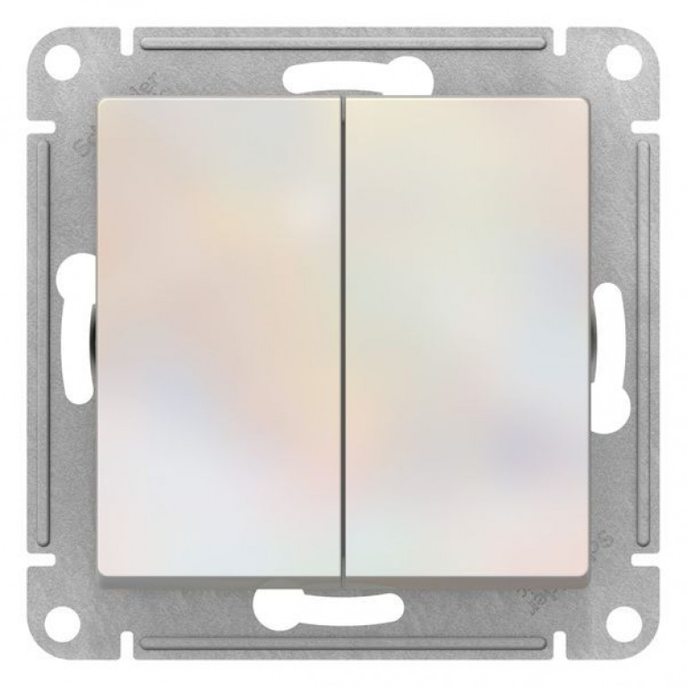 Переключатель 2-клавишный Schneider Electric ATLASDESIGN, скрытый монтаж, жемчуг, ATN000465