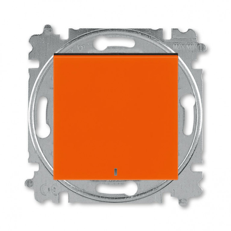 Переключатель 1-клавишный ABB LEVIT, с подсветкой, скрытый монтаж, оранжевый // дымчатый черный, 2CHH590646A6066