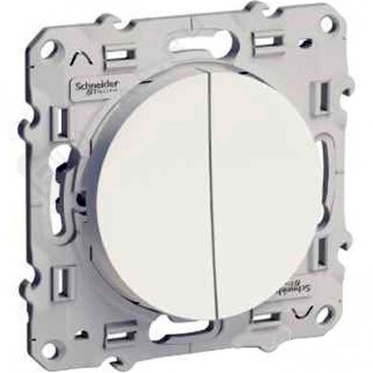 Выключатель 2-клавишный Schneider Electric ODACE, скрытый монтаж, глянцевый, S52R221