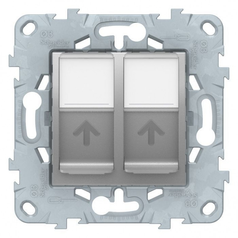 Розетка компьютерная RJ45 Cat.6 Schneider Electric UNICA NEW, алюминий, NU542430