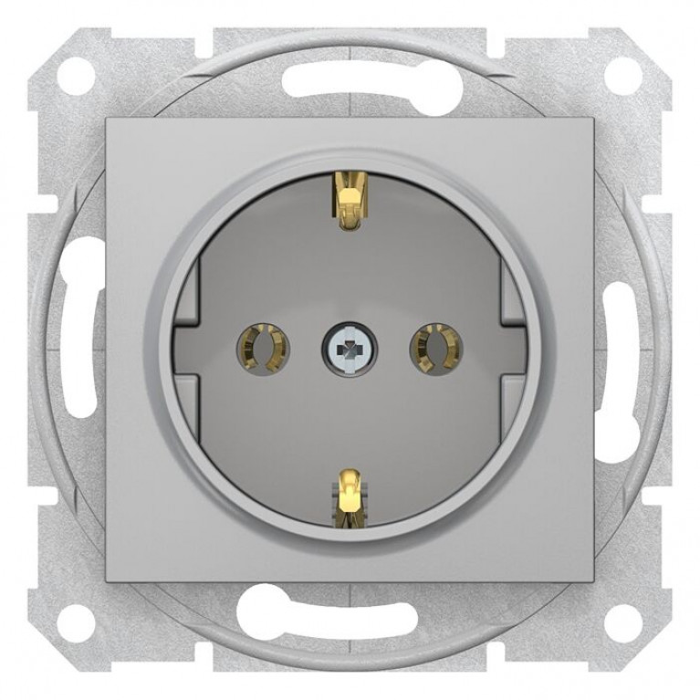 Розетка Schneider Electric SEDNA, скрытый монтаж, с заземлением, алюминий, SDN3001860