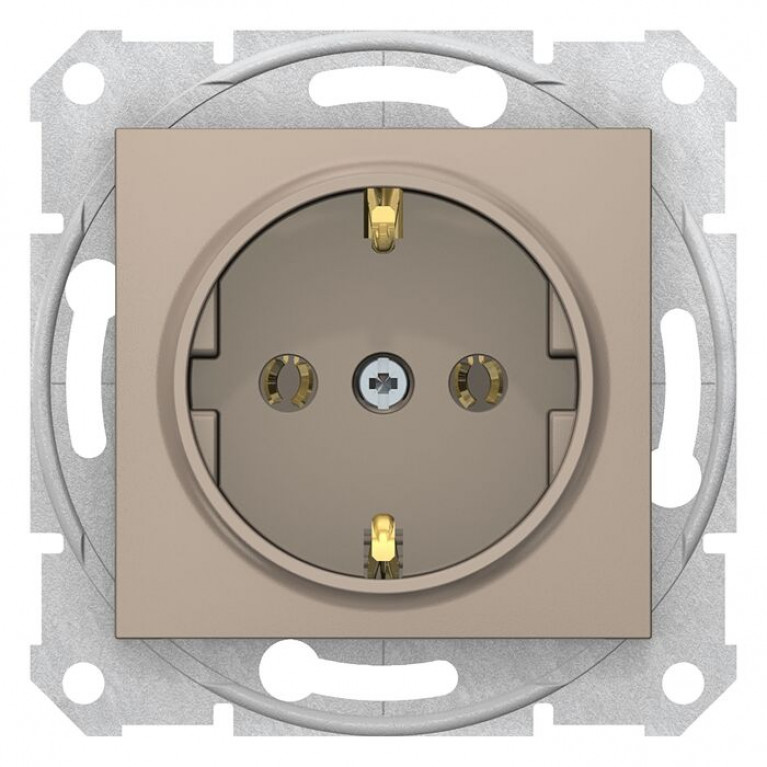 Розетка Schneider Electric SEDNA, скрытый монтаж, с заземлением, титан, SDN3001868