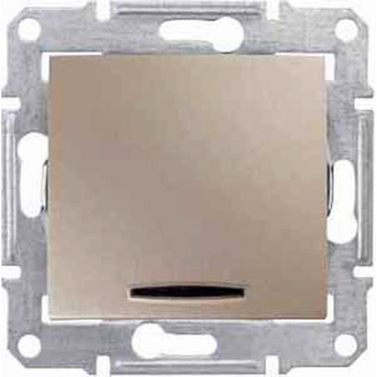 Переключатель 1-клавишный Schneider Electric SEDNA, с подсветкой, скрытый монтаж, титан, SDN1500268