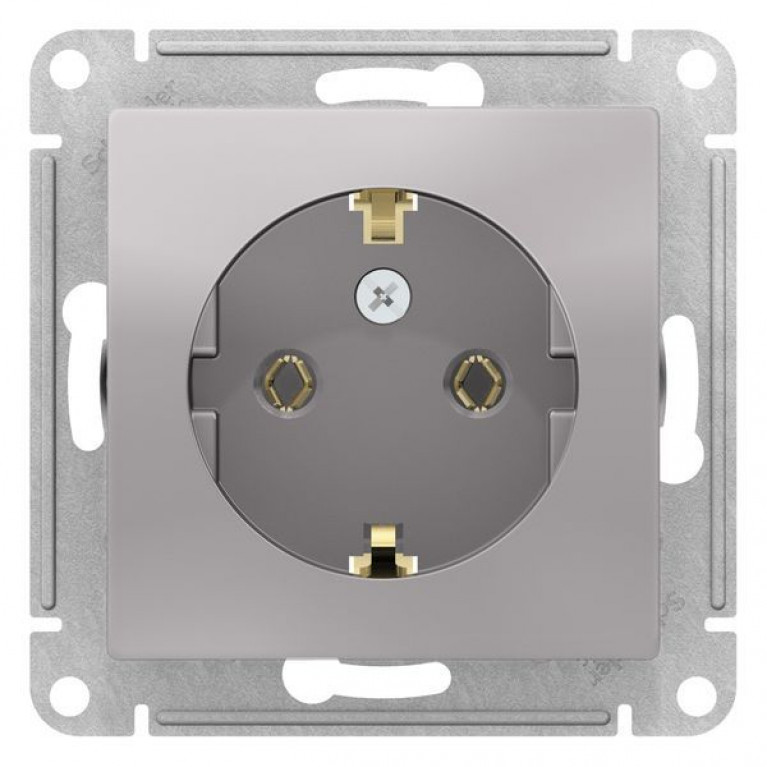 Розетка Schneider Electric ATLASDESIGN, скрытый монтаж, с заземлением, алюминий, ATN000343