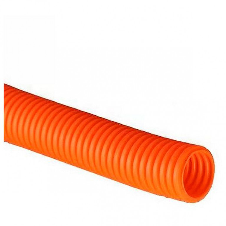 Труба ПНД гибкая гофрированная, д.20 мм, цвет оранжевый, с кабелем 3х2,5ВВГнгLS РЭК ГОСТ+,100 м (упак. 100м)